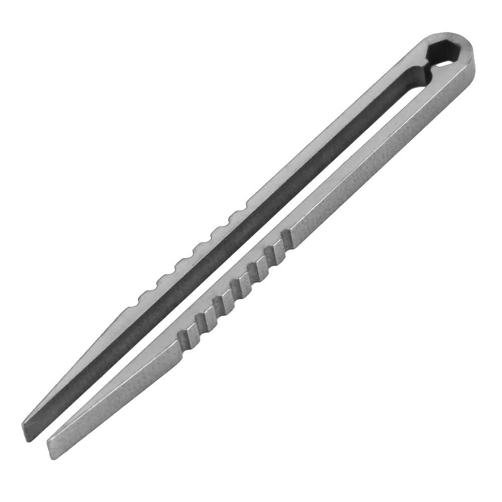 Portable     Alloy Tweezers Outdoor Survival Camping Travel   Tool(Steel Color)