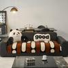 Plush Straight Row Sofa Cushion Autumn And Winter New One-Piece Leather Sofa Seat Cushion Fixed Non-Slip Cartoon Sofa Cover