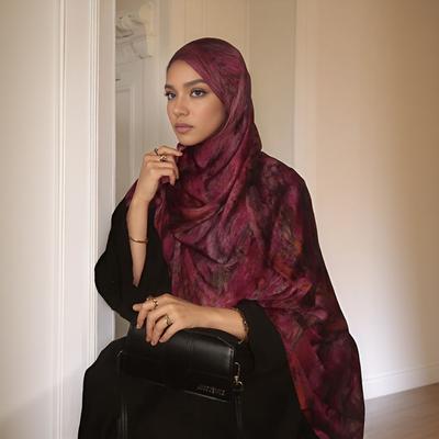 New Fashion Watercolor Headscarf, Silk Polyester Scarf, Muslim Women's Head Covering, LslamicClothing, 180*80CM