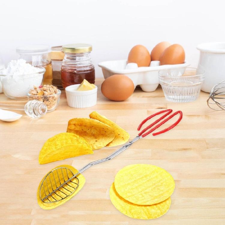 Tacos Shell Clamps With Long Handle Multipurpose Tacos Shell Forming Tongs with Plastic Handle Kitchen Accessory