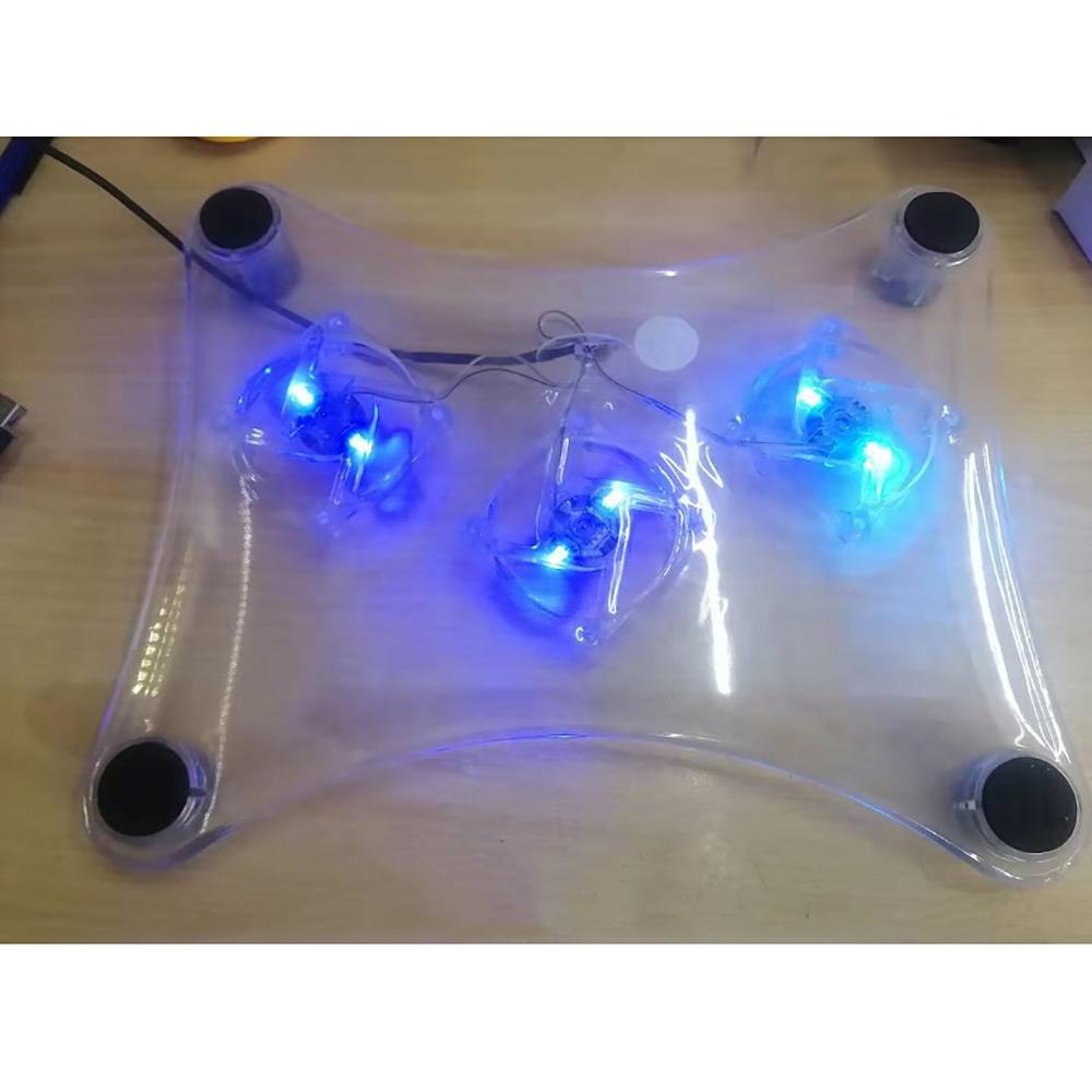 3 Fans USB Cooler Cooling Pad Stand LED Light Radiator For Laptop PC Notebook