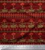 Soimoi Cotton Cambric Fabric Leaves & Floral Artistic Print Fabric by the Metre 42 Inch