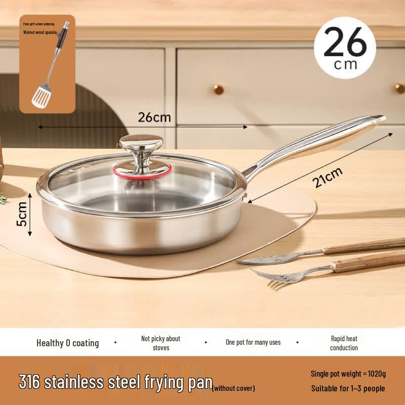 Yingtang 26cm Stainless Steel Frying Pan