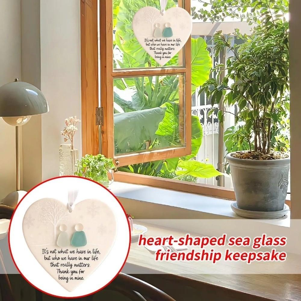 Heart-Shaped Sea Glass Friendship Decor Timeless Craft Christmas Tree Hanging Ornaments Handmade
