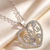 Mama Micro-inlay Zircon Flower Hollowed-out Heart Pendant Necklace Earrings Sets for Women Exquisite Mother's Day Gifts Jewelry