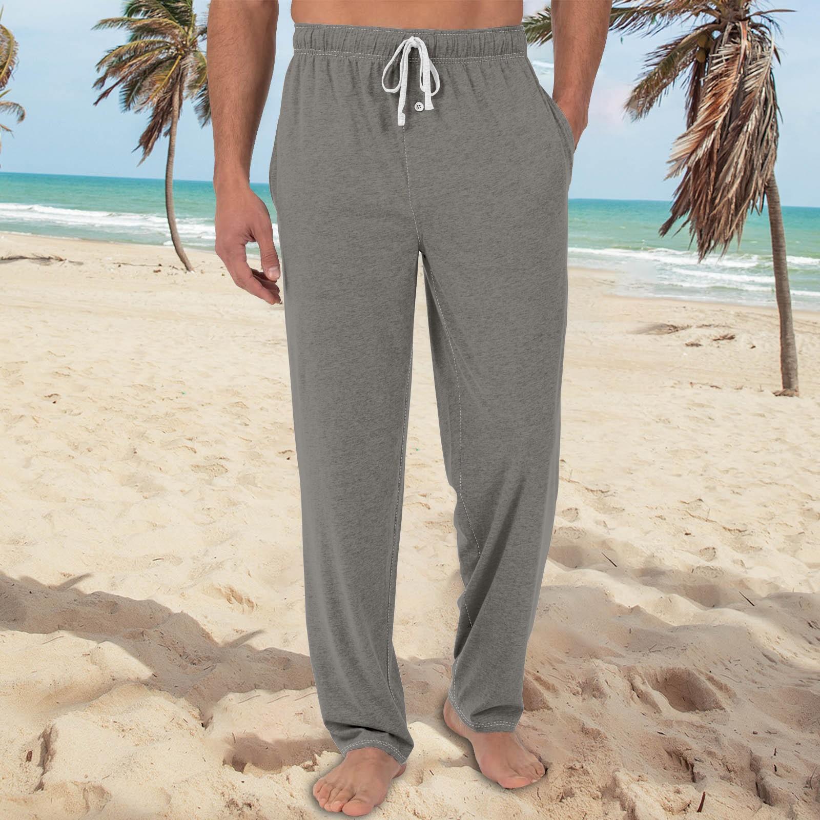 

Мужские повседневные брюки с однотонным вязанным узором и карманами для домашней пижамы S