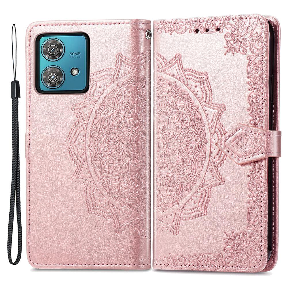 For Motorola Edge 40 Neo 5G Case Mandala Embossed PU Leather 3 Card Slots Phone Cover
