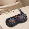 2D-Bohemian Floral Pattern Zipper Sunglasses Case, Vintage Mandala Eyeglass Holder, Protective Eyewear Pouch for Women, Travel Spectacle Case