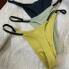 Thin Strap T-Back Thongs Underpants Women's Briefs Solid Color Seamless Panties  Female