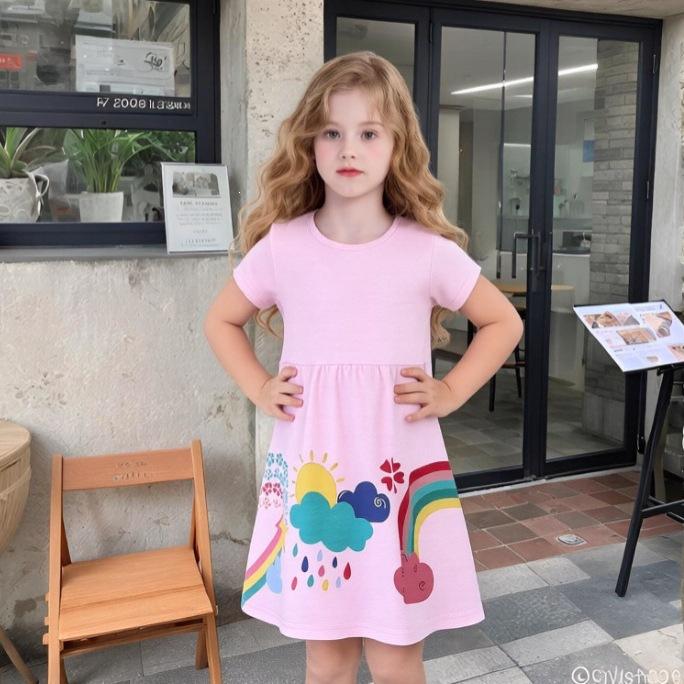 Girls Summer Fashion Cartoon Print Princess Dress 90