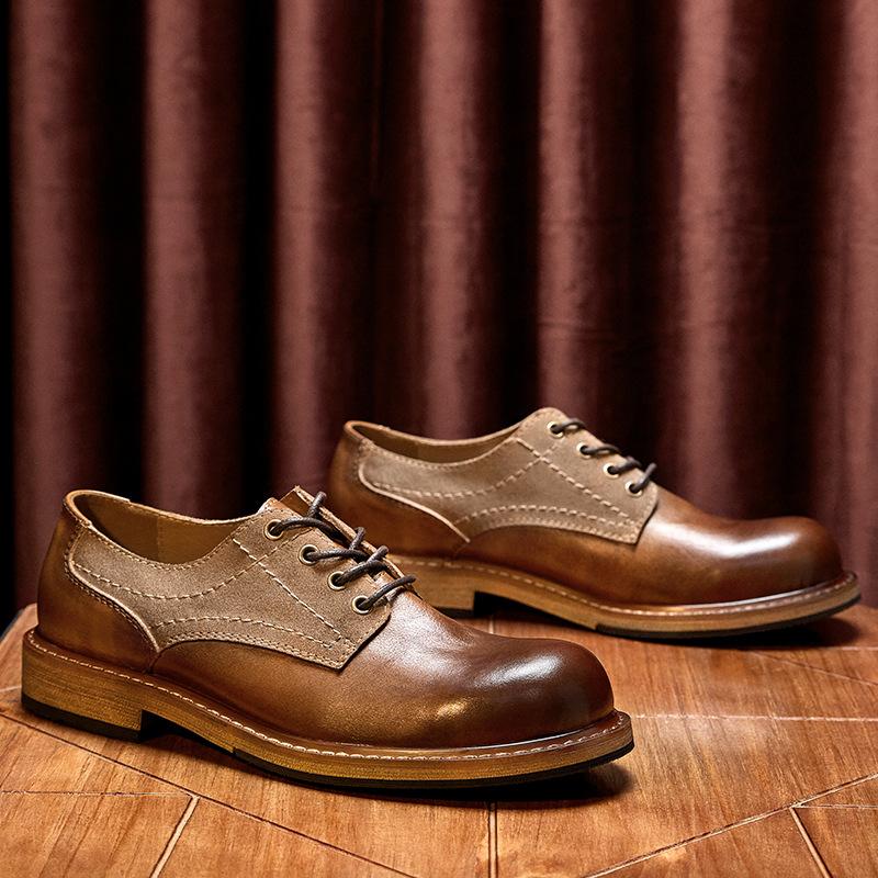 Britské retro business ležérní kožené boty pánské kožené šněrovací první vrstva hovězí kůže americké nízké nástroje pánské