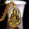 Yellow Crystal Necklace Long Sweater Chain Manjushri Pendant Amitabha Pendant Unisex Gift