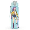 1PC Purple Outfit Girl Warrior 750ml Color Plastic Sports Water Bottle Leakproof Flip Straw Lid Suitable for Sports Office Home Use