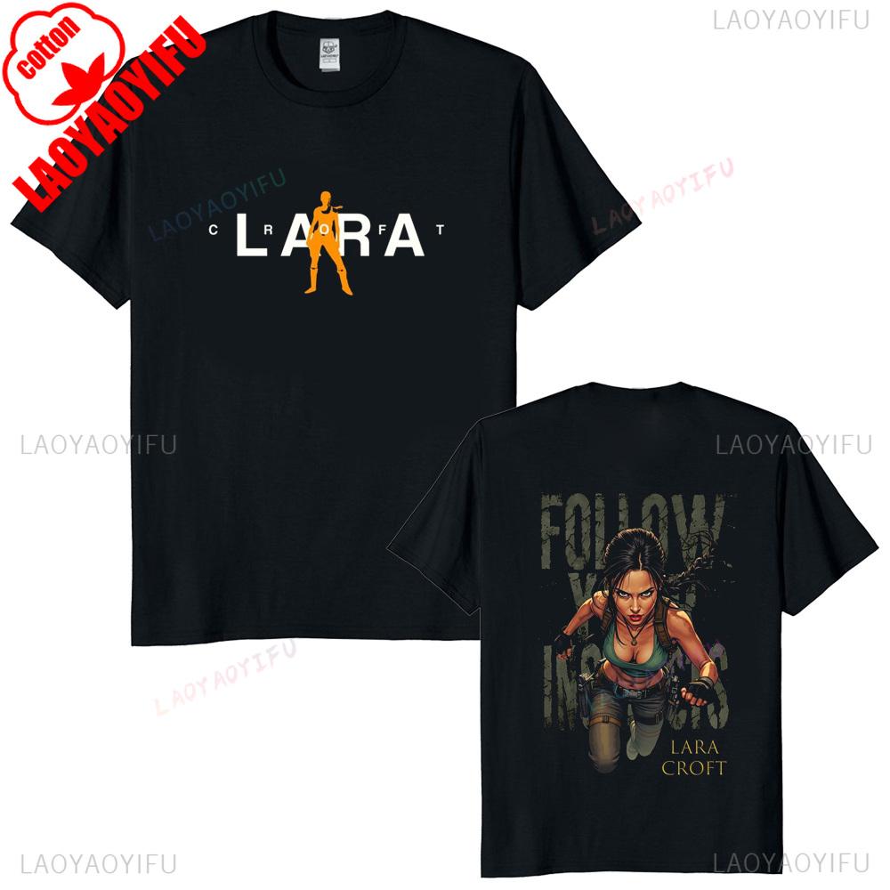 Classic Lara Croft Tomb Raider Unisex 90s Retro Video Games Graphic T Shirt Old School Style Game Fan Casual Daily Top S