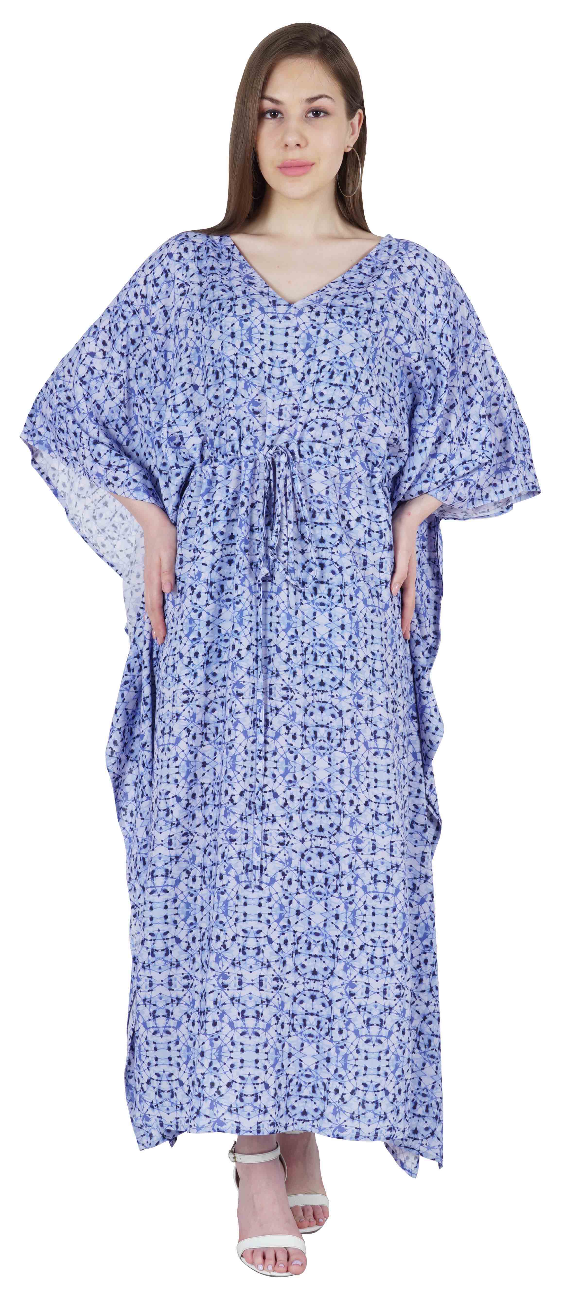 

Женский кафтан для сна Moomaya с v-образным вырезом, длинное платье макси из кафтана L синий