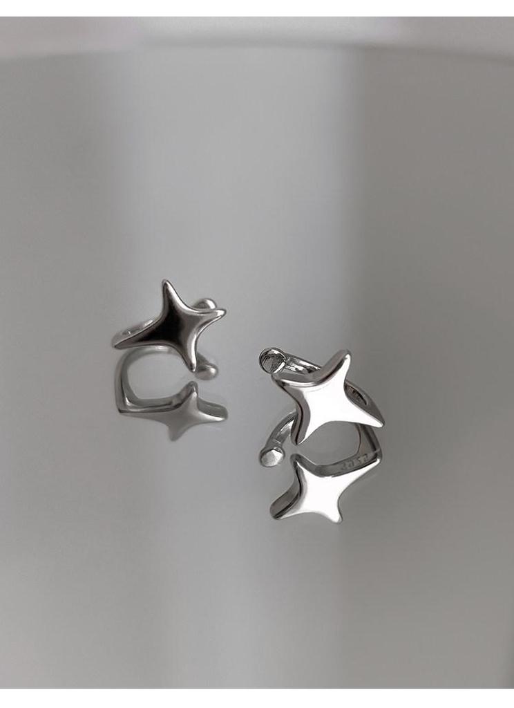 S925 Sterling Silver Four-Pointed Star Ear Cuff - No Piercing Women's Earrings, Simple Design, Summer Cartilage Clip