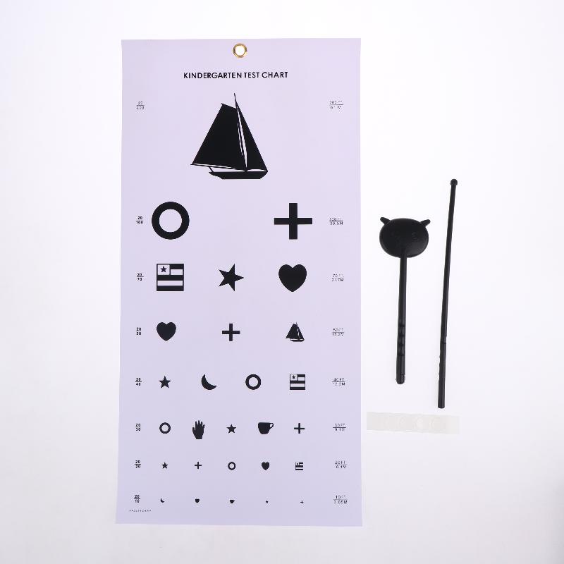 PVC Snellen Eye Chart Kindergarten Low Vision Eye Test Charts Eye Exam Tool With Point Stick Occluder