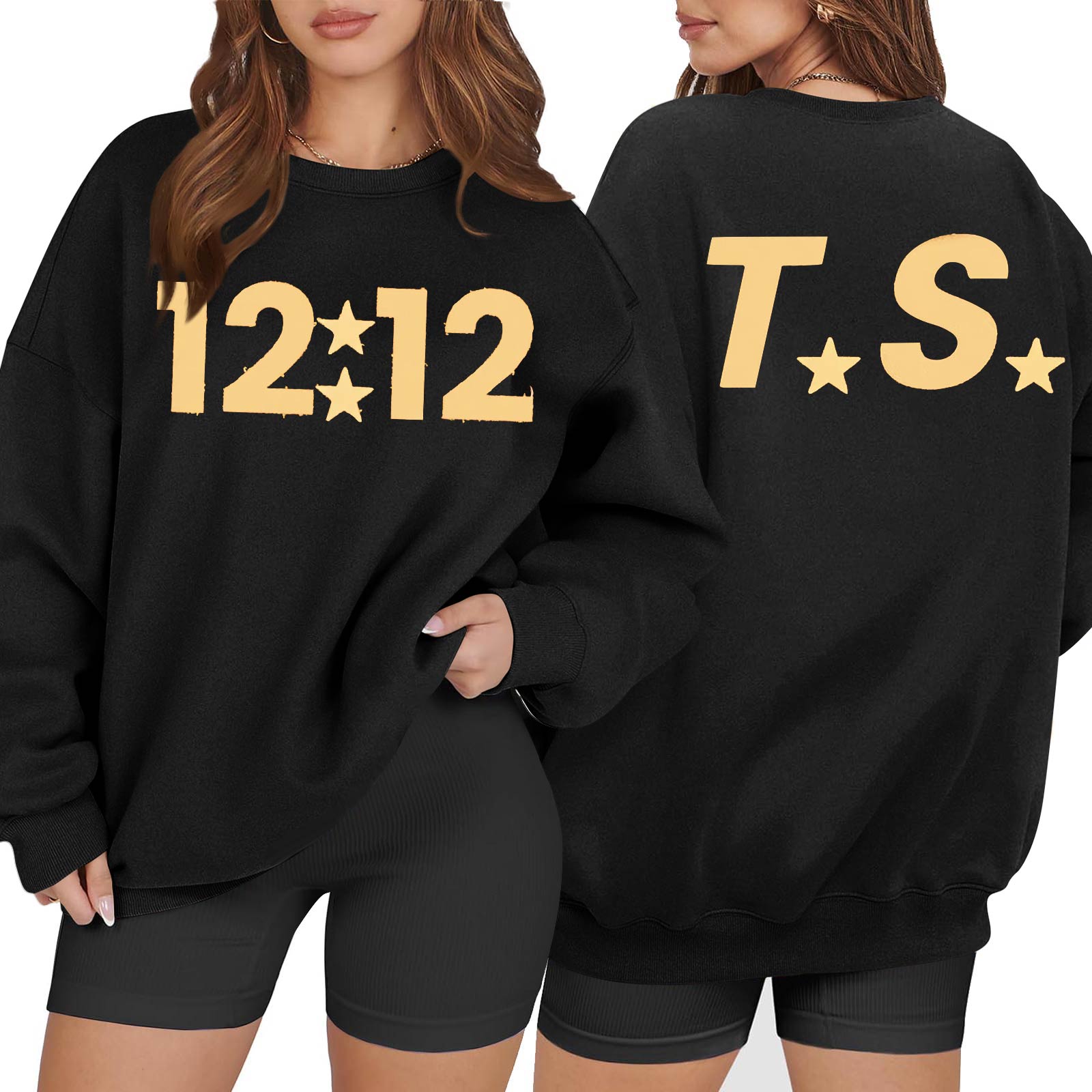 

Женский повседневный модный свитшот с длинным рукавом, принтом и круглым вырезом L чёрный