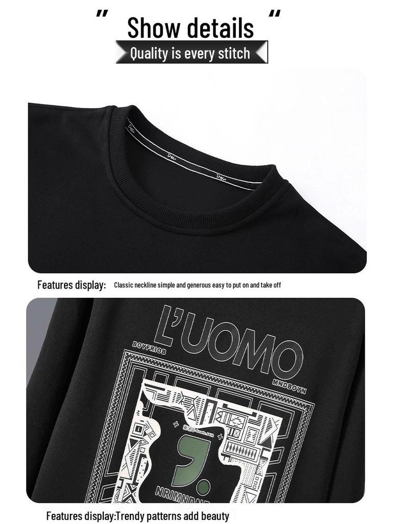 2024 Trendy Oversized Plus Size Men's Sweatshirt - Spring/Autumn Loose Fit (8009)