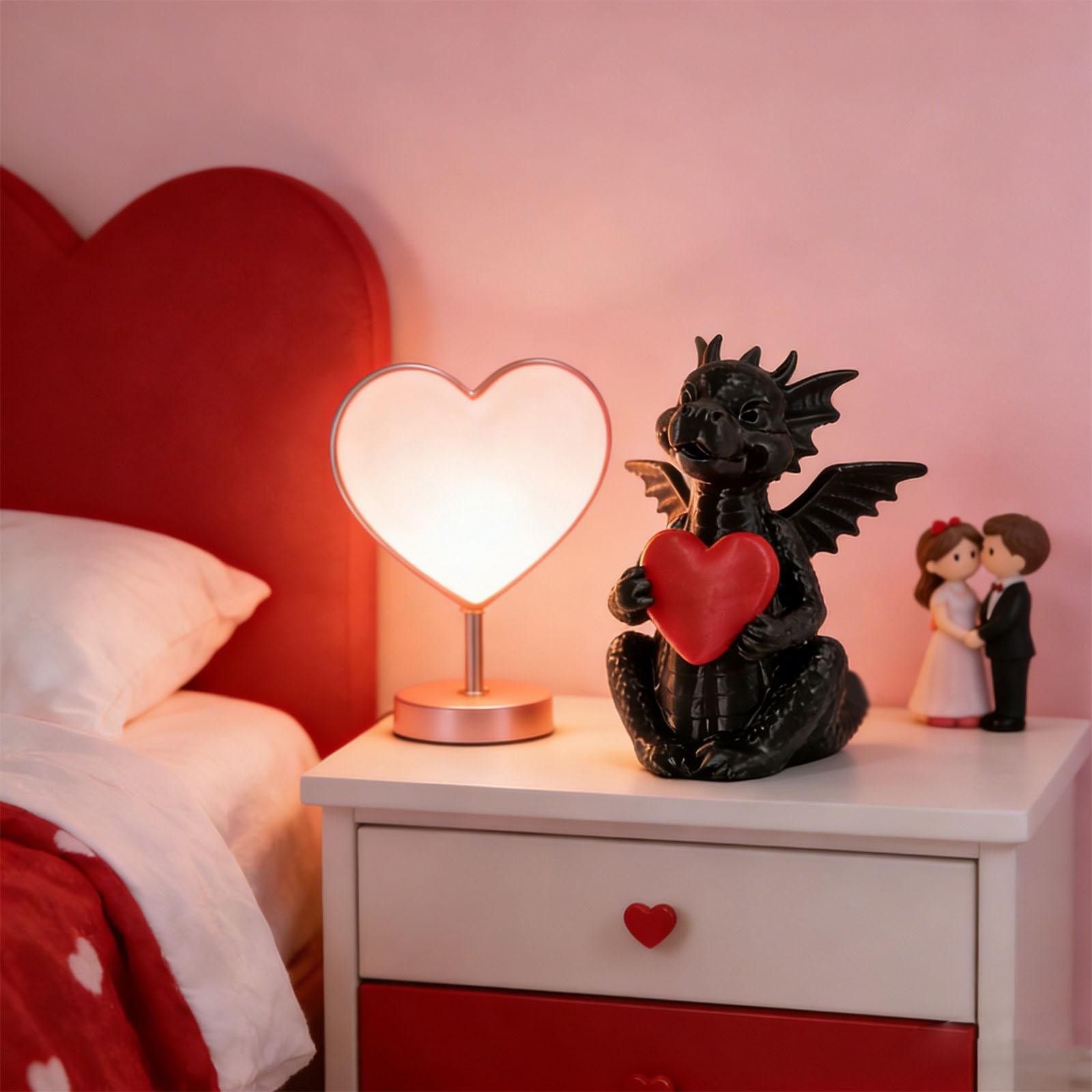 

3D Printing Embraces Love Little Dragon Ornament Home Bookshelf Valentine s Day Desktop Resin Decoration One Size чорний