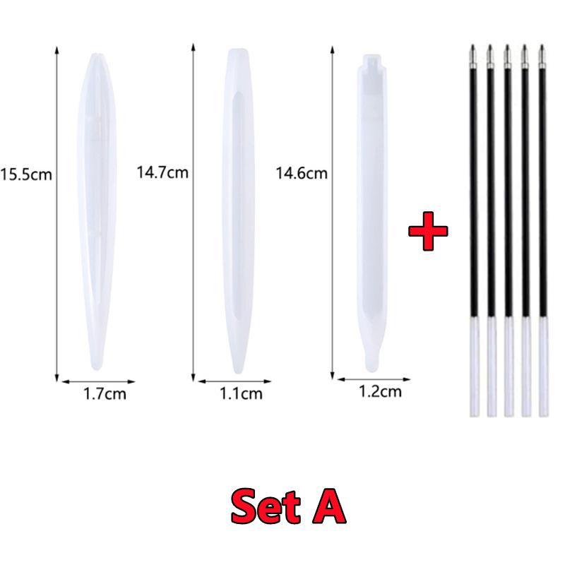 New Transparent Pen Silicone Mold Set DIY Ballpoint Pen Molds Epoxy Resin Mold for Jewelry Casting Transparent Pen Holder Making
