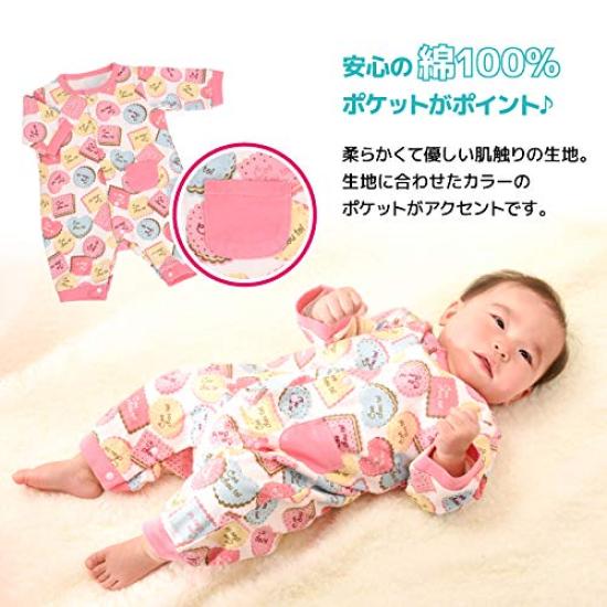 Plus Nao Coverall Romper Newborn Clothes Baby Clothes Girls Babywear All Over Pattern Long Sleeve Open Front Snap Button Baby Newborn 70cm Pink