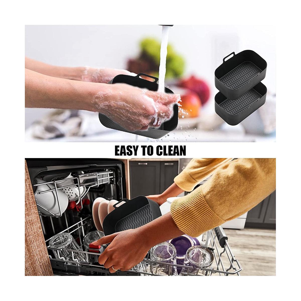 Air Fryer Liners for Ninja Air Fryer Dual, Reusable Air Fryer Silicone Liner for Ninja Air Fryer Accessories,Black China Mainland