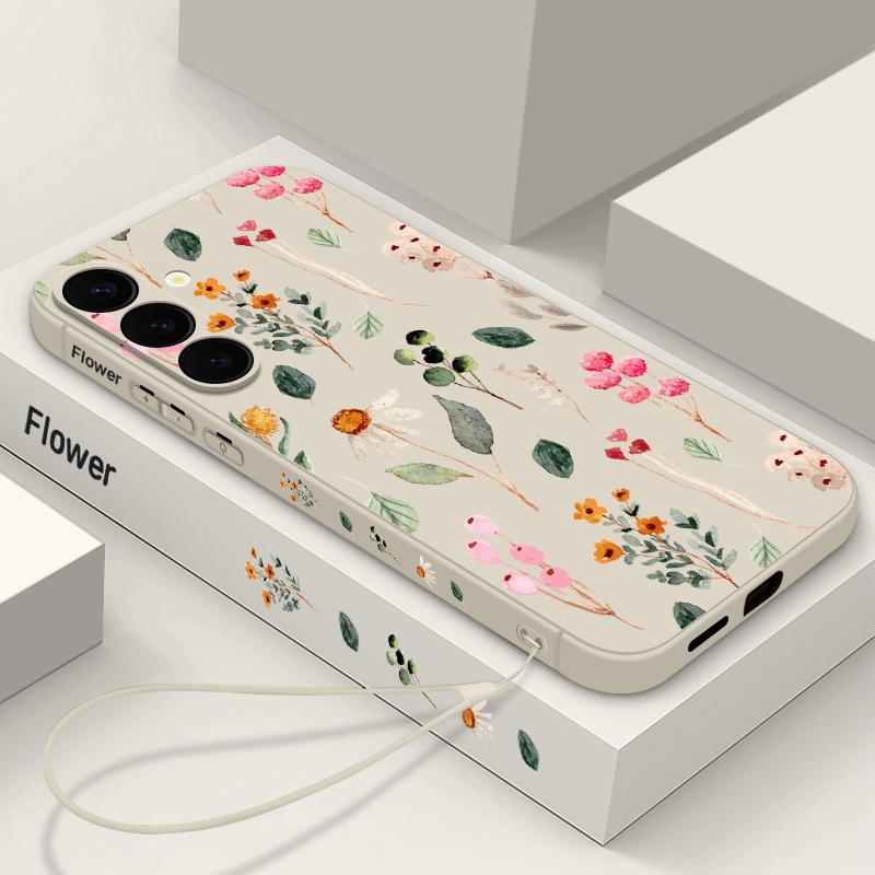 

Красочный чехол с цветочным принтом для Samsung S24 S23 Ultra S22 S21 Plus S20 FE Мягкий магнитный противоударный защитный ремешок для линз из ТПУ для чехла телефона Magsafe Samsung S24 Ultra чёрный