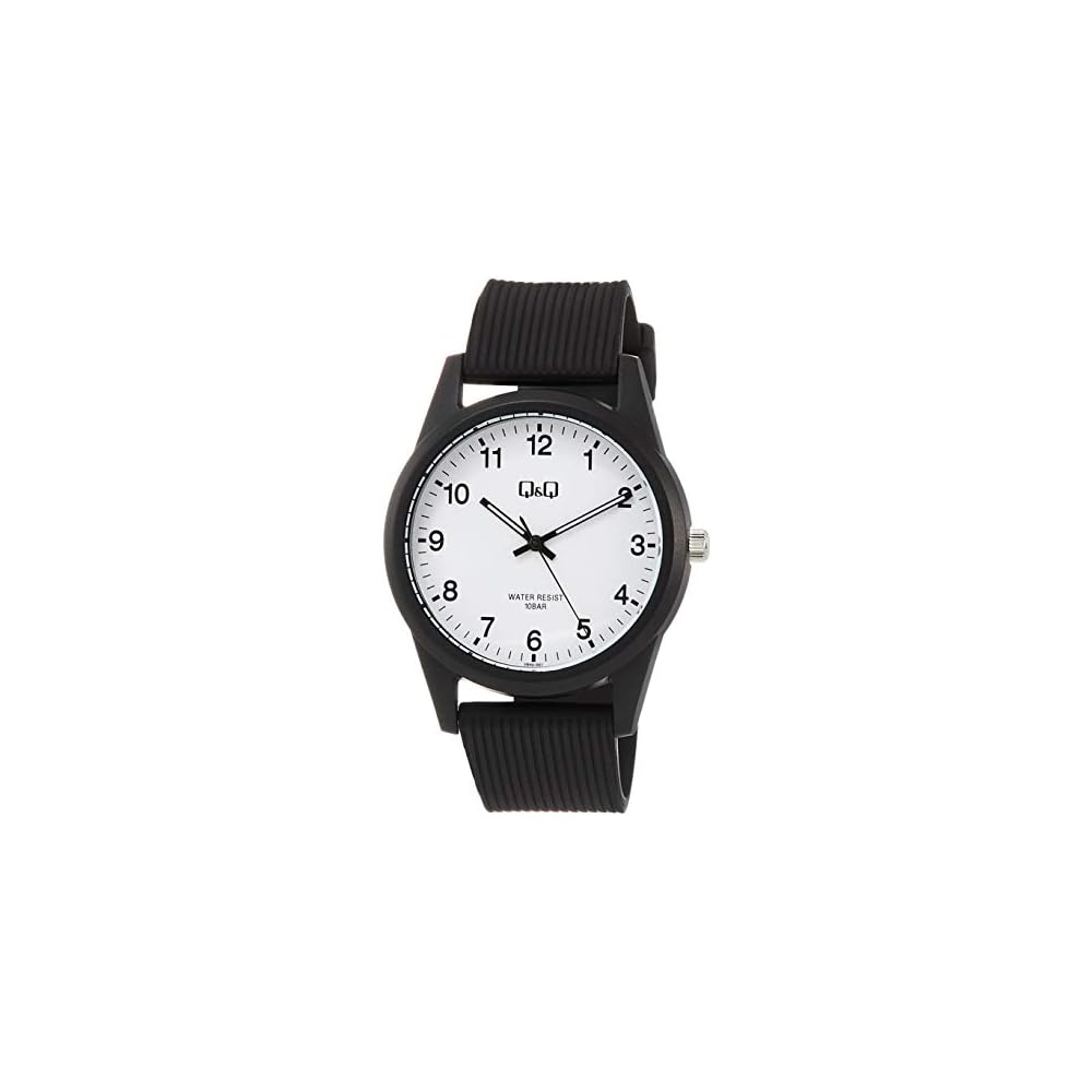 

Citizen Q&Q Analog Waterproof Watch with Rubber Strap Men s Black VS40-001