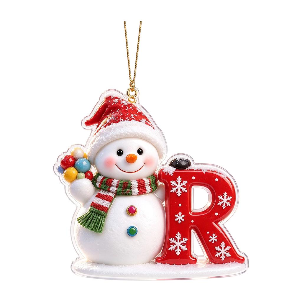 Christmas Snowman Letter 2D Acrylic Hanging Ornament for Holiday Tree Decor