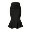 Elegant Half-Length Skirt Autumn New Style Fish Tail Skirt Elastic Midi Skirt