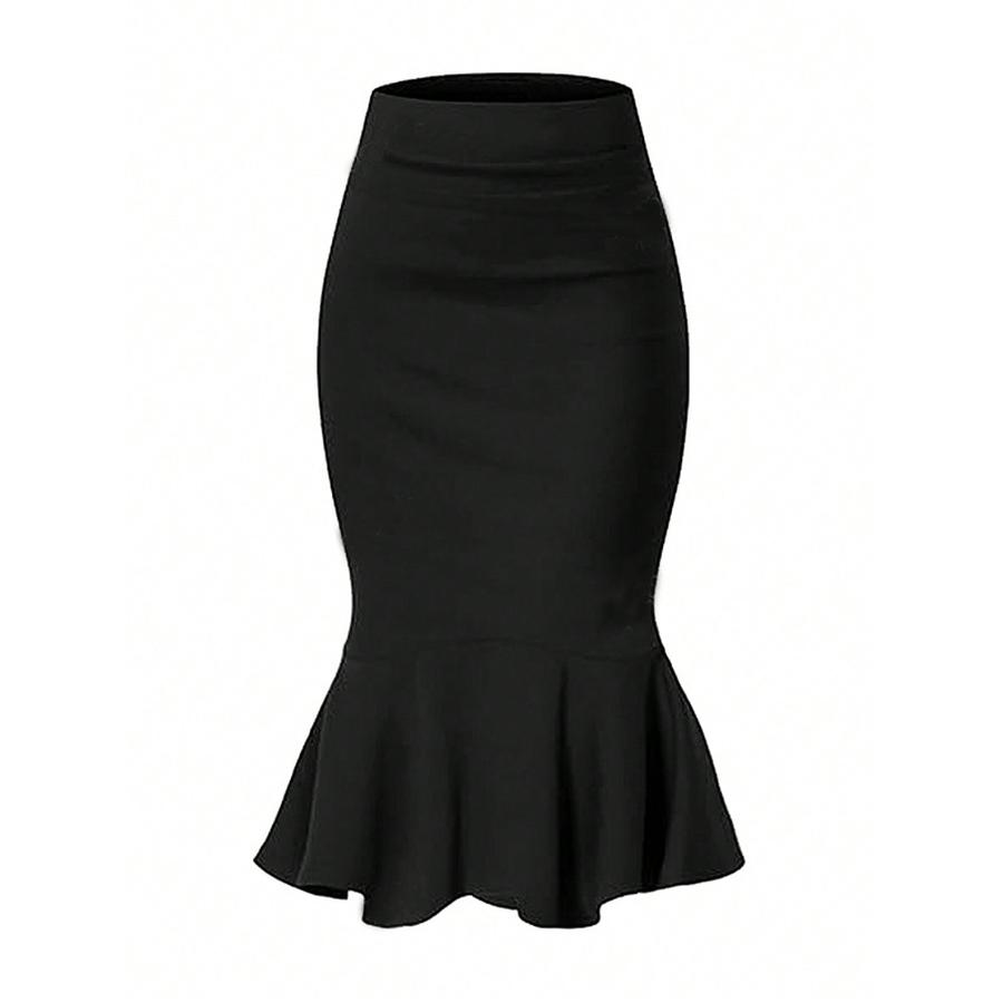 Elegant Half-Length Skirt Autumn New Style Fish Tail Skirt Elastic Midi Skirt
