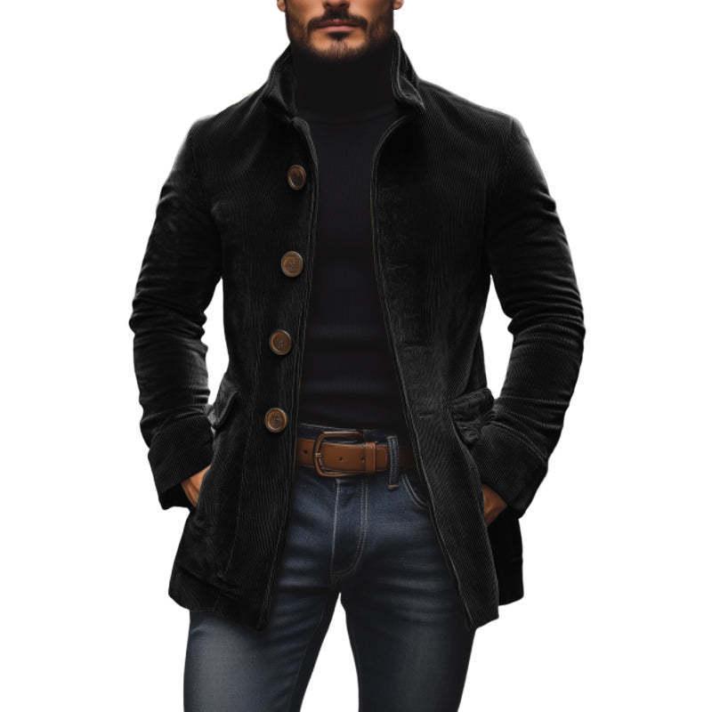 Men's Solid Color Stand Collar Cardigan Suit Jacket - Spring/Autumn 2025 Collection, Europe