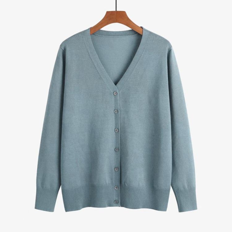 Sweater Women Long Sleeve Knitted Button Color Cardigan