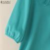 ZANZEA Women Casual Round Neck Solid Color 3/4 Sleeve Summer Blouse