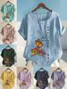 Women's Fashion Butterfly Flowers Print Casual Cotton Linen Short Sleeve Round Neck T-shirt Shirt Leisure Loose Summer Blouse Tops
