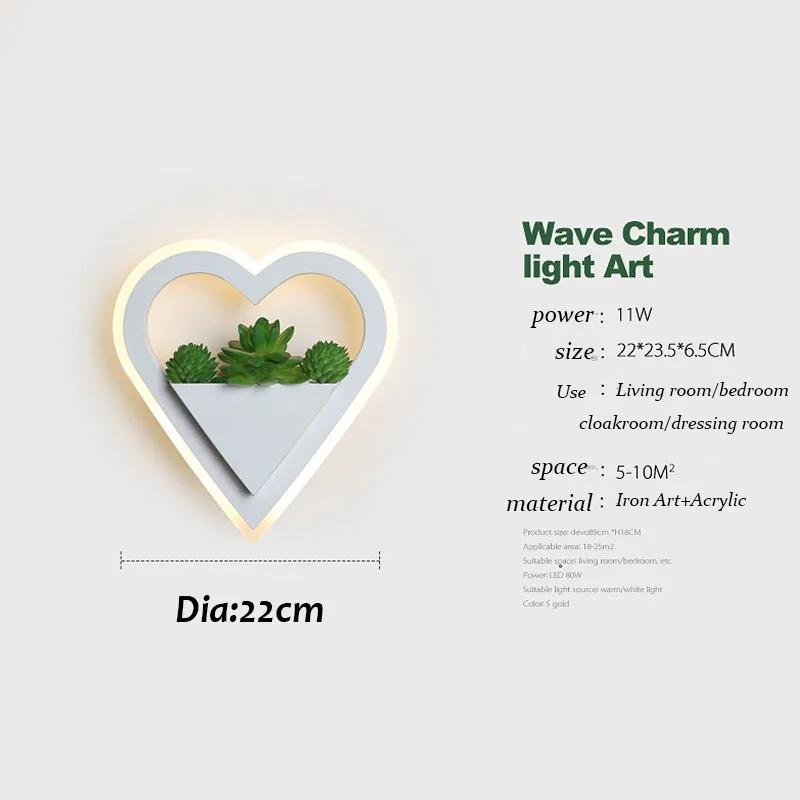 

Светодиодный настенный светильник Nordic, прикроватное освещение для спальни, простые зеленые креативные настенные светильники для растений, украшение для внутреннего коридора warm light