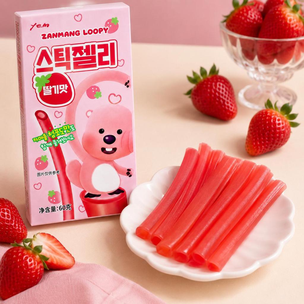 YEM Zanmang Loopy Strawberry‑Flavor Long Strip Candy 60g
