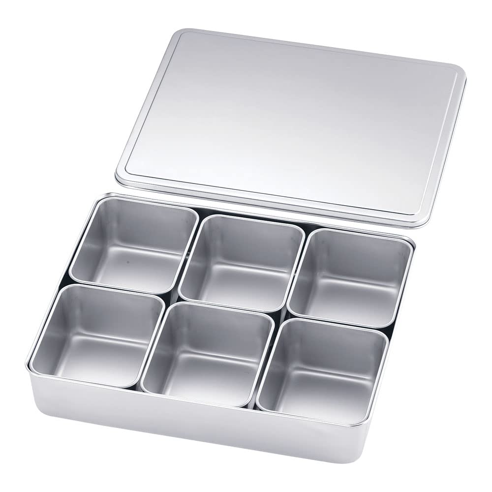 Endo Shoji Commercial Antibacterial Medicine Set of Stainless Made In AYK47006 Containers, 6, 18-8 Steel, Japan,