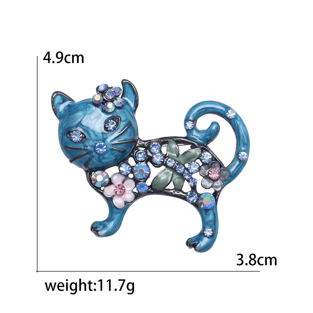 Enamel Cat Pin for Women Unisex Rhinestone Cats Brooch Kitten Lapel Pins Banquet Party Backpack Gifts Jewelry Accessories