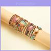 Three Layer Winding Leather Beaded Bracelet With Agate Stones For Women Gift