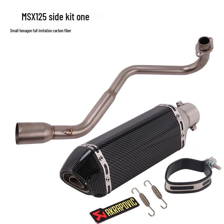 Silver Steel Dual Tail Exhaust for Monkey 125 MSX125 Horizontal Cylinder