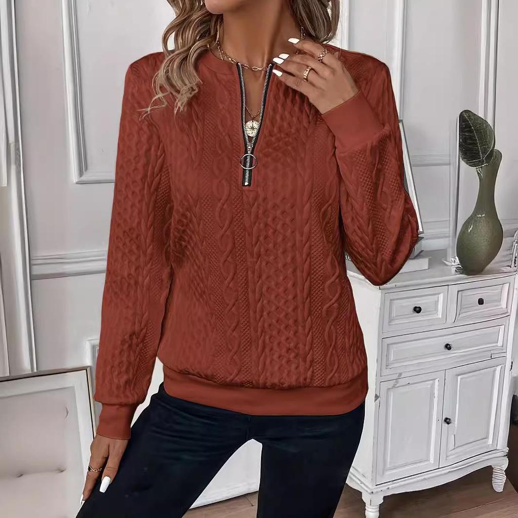 Dámská ležérní mikina s kapucí přes hlavu na zip, evropský a americký styl, 2024