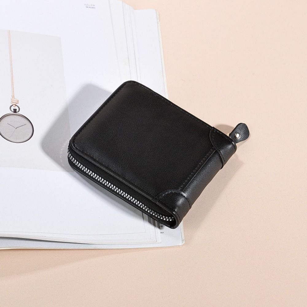 Pu Leather Men's Business Wallets Black Short Billfold Purse Fashion Men's Fold Wallets  Gift