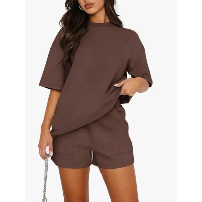 Women's Casual Loose Top and Orts Two-Piece Set Comfortable Sportswear for Leisure Activities