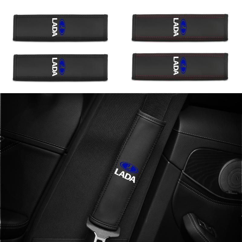 Car Seatbelt Shoulder Cover Leather Protector Pad Accessories For Lada Vesta Niva Samara Kalina Largus Priora Xray Granta