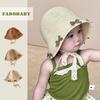 Girls Summer Straw Sun Hat with Bowknot Breathable Fisherman Beach Cap for Kids Baby UV Protection Outdoor Shade