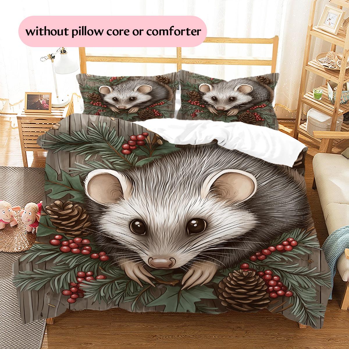 

Animal with Pinecones Pattern Bedding Quilt Set Home Decoration Gift (1 * duvet cover + 2 * pillowcase, without core) 135x200cm