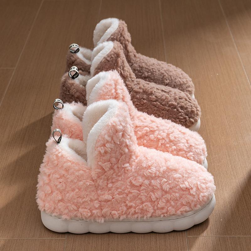 Gaobang bag heel cotton slippers home autumn and winter cotton shoes warm plush indoor home household plush cotton shoes