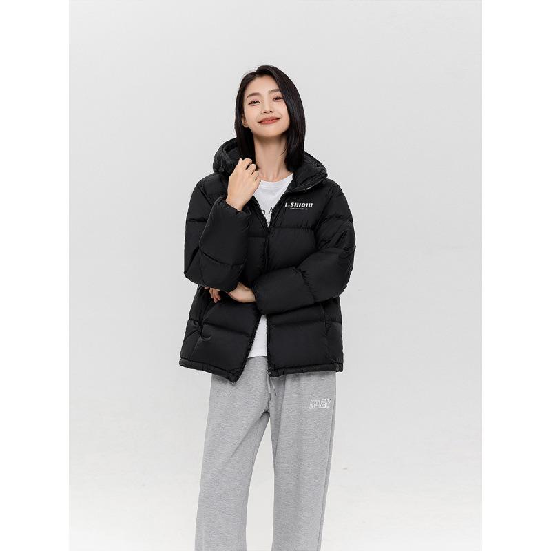 Haine noi din bumbac puf pentru femei, scurte, negre, groase, cu glugă, pentru bărbați, de iarnă, de cuplu, jachetă versatilă tip pâine pentru femei
